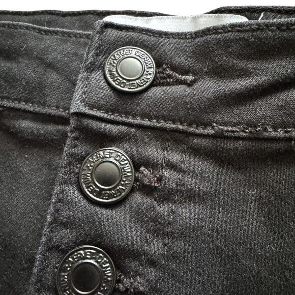 Vervet Denim Skirt Womens Large Black Distressed Button Fly Frayed Hem Jean Mini - Picture 2 of 12